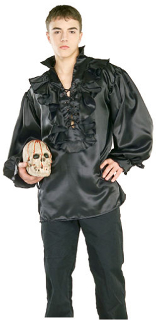 PIRATE COSTUME: BLACK LINEN PIRATE SHIRT, STANDARD SIZE, Rubies Costume Co.