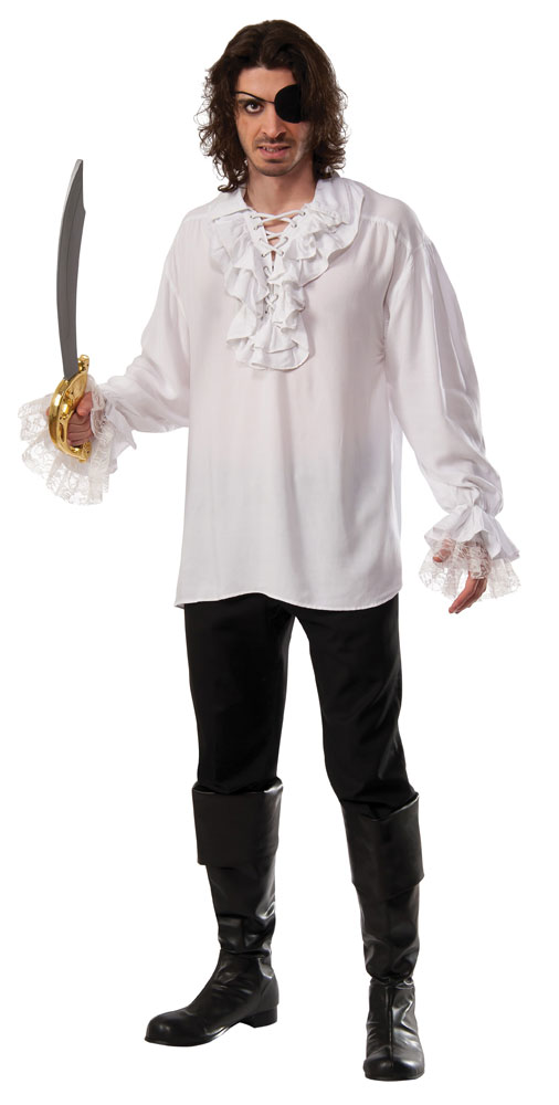 PIRATE COSTUME: BLACK LINEN PIRATE SHIRT, STANDARD SIZE, Rubies Costume Co.